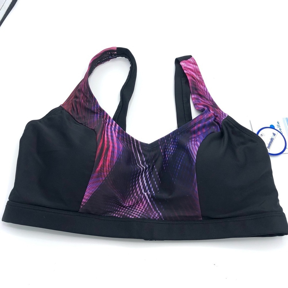 SWIMSUITS FOR ALL Aquabelle Chlorine Resistant Bikini Swim Top NWT 12 Caged Back